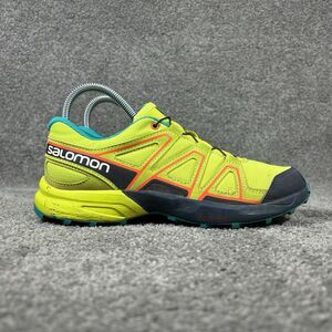 Salomon Speedcross Kids Size 5 Neon Yellow Teal Trail Running Shoes Used